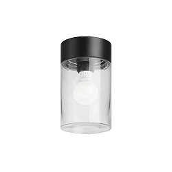 Udendørs loftlampe COOQUEE rund E27 IP65, sort, gennemsigtig 