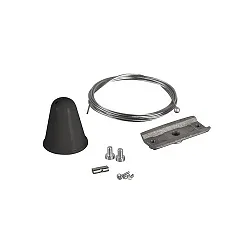 Rope suspension with quick release/lock and canopy, Ø 1.5mm, length 200cm, aluminum, black