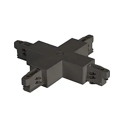 Cross connector for 3-phase power tracks, 12 x 12cm, black