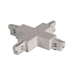 Cross connector for 3-phase power tracks, 12 x 12cm, silver