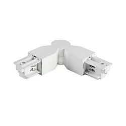 Flexible corner connector for 3-phase power tracks, protective conductor on the inside