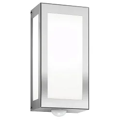 Udendørs wall luminaire AQUA RAIN firkantet, med bevægelsesdetektor E27 IP44, rustfrit stål børstet dæmpbar