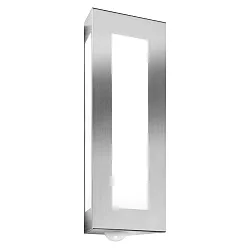 Udendørs wall luminaire TRAPEZ 1-fold, firkantet, med bevægelsesdetektor E27 IP44, rustfrit stål