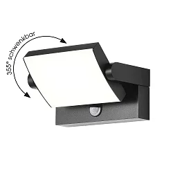 Udendørs wall luminaire CCT Switch, vipbar, med bevægelsesdetektor IP54, antracit