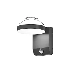 Udendørs wall luminaire CCT Switch, vipbar, med bevægelsesdetektor IP54, antracit