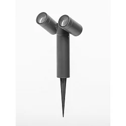 Udendørs spot GU10 / REMOVABLE SPIKE 2-flammer, cylindrisk, med stik, vipbar GU10 IP65, antracit