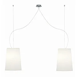 Pendel MESA LONG 2-flammer E27 IP20, aluminium børstet, mat, opal hvid dæmpbar