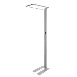 LED Standerlampe OFFICE ONE TRANSPARENT, Up / Down, 55W 4000K 6200lm 689cd 150° / 150°, touch dæmpbar, sølv / gennemsigtig