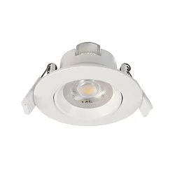 LED Loftindbygningslampe SMD-68-230V-rund, IP20, 36° drejelig, 220-240V AC / 50-60Hz, 6.5W 4000K 550lm 45°, hvid