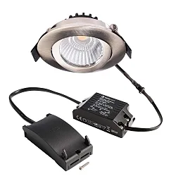recessed spotlight DIONE IP20 swivelling, wired through IP20, brushed nickel dimmable