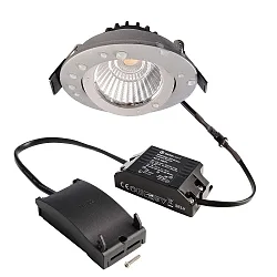 Indbygget spotlys DIONE IP44 DIM 840 svingbar, kablet gennem IP44, sølv dæmpbar