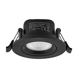 Indbygget spotlys SURTUR TILT 68 CCT svingbar, CCT Switch IP20/IP44, sort dæmpbar