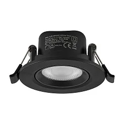 Indbygget spotlys SURTUR TILT 68 DTW svingbar, Dim-To-Warm IP20/IP44, sort dæmpbar