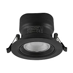 Indbygget spotlys SURTUR TILT 83 DTW svingbar, Dim-To-Warm IP20/IP44, sort dæmpbar