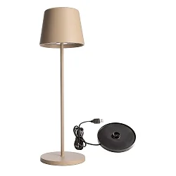 Batteri bordlampe BUNDLE CANIS sæt med 1, med oplader IP65, beige, mat dæmpbar