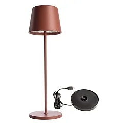 Batteri bordlampe BUNDLE CANIS sæt med 1, med oplader IP65, mat, terracotta dæmpbar