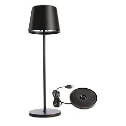 Batteri bordlampe BUNDLE CANIS sæt med 1, med oplader IP65, mat, sort dæmpbar