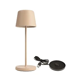 Batteri bordlampe BUNDLE CANIS MINI sæt med 1, med oplader IP65, beige, mat dæmpbar