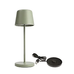 Batteri bordlampe BUNDLE CANIS MINI sæt med 1, med oplader IP65, grøn, mat dæmpbar