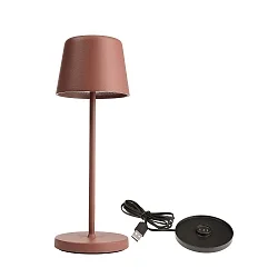Batteri bordlampe BUNDLE CANIS MINI sæt med 1, med oplader IP65, mat, terracotta dæmpbar