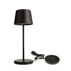 Batteri bordlampe BUNDLE CANIS MINI sæt med 1, med oplader IP65, mat, sort dæmpbar