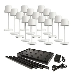 battery table lamp CANIS MINI GASTRO with touch dimmer, with charger, 15 pcs. IP65, mat, traffic white dimmable
