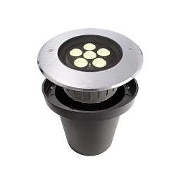 LED Gulvindbygningslampe HP VII Udendørsspot, 220-240V, 10W, 35° / 45°, IP67, 3000K, rustfrit stål sølv, varm hvid
