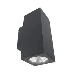 Fasadespot PRO SQUARE 100 UP&DOWN 2-flammer, firkantet, CCT Switch IP65, mørkegrå dæmpbar