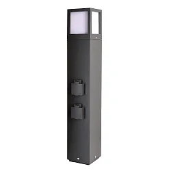 energy column FACADO SOCKET 65 2-fold, short, with lighting, switchable E27 IP54, dark grey 