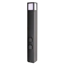 Energisøjle FACADO SOCKET 100 2-fold, lang, med belysning, omskiftelig E27 IP54, mørkegrå 