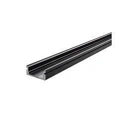 AU-01-10, flad U-Profil til 10 - 11,3 mm LED Strips, 200cm, sort mat børstet
