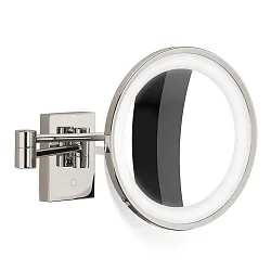 mirror with lighting BS 40 LED 3-fold IP 44, nickel, polished aluminium 