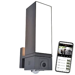 Udendørs wall luminaire CUBA med bevægelsesdetektor, med kamera, App-kontrol IP44, antracit dæmpbar