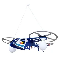 Pendel POLIZEI HELIKOPTER MIT JOE 2-flammer E27 IP20, mørkeblå, sølv