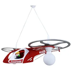 Pendel FEUERWEHR HELIKOPTER MIT FRED 2-flammer E27 IP20, rød, sølv
