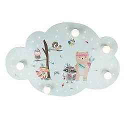 LED Picture cloud LITTLE INDIANS, 5x E14, 40 LED, mint
