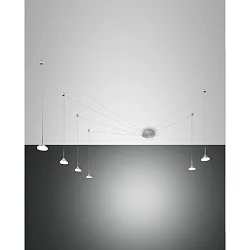 Fabas Luce ISABELLA LED Pendant luminaire 6 pendulums, nickel satin / chrome / aluminum