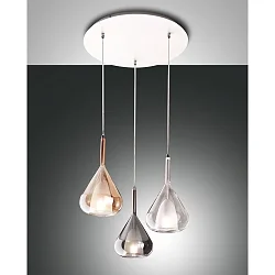 Pendant luminaire LILA, E27, 3x 40W, IP20, transparent, amber, gray transparent