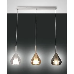 Pendant luminaire LILA, E27, 3x 40W, IP20, transparent, amber, gray transparent