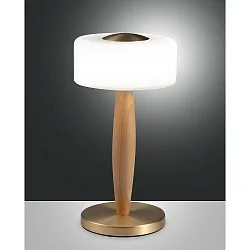 table lamp ELEA IP20, oak, satined brass dimmable