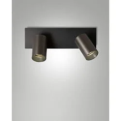 spotlight bar FLORES 2 flames, long GU10 IP20, grey, gunmetal dimmable
