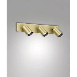spotlight bar FLORES 3 flames, long GU10 IP20, black, satined brass dimmable