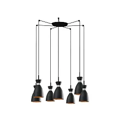 Pendel RETRO 7-flammer E14 IP20, kobber, sort mat 