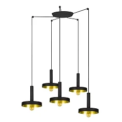 Pendel WHIZZ 5-flammer E27 IP20, guld, sort 