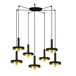 Pendel WHIZZ 7-flammer E27 IP20, guld, sort 