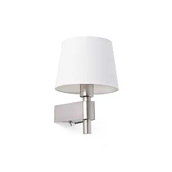 Væglampe ROOM E27 IP20, nikkel satin, hvid 