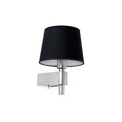 Væglampe ROOM E27 IP20, nikkel satin, sort 