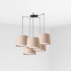 Pendel SAMBA 5-flammer E27 IP20, beige, sort mat 