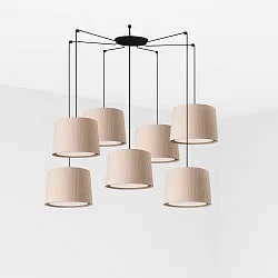 Pendel SAMBA 7-flammer E27 IP20, beige, sort mat 