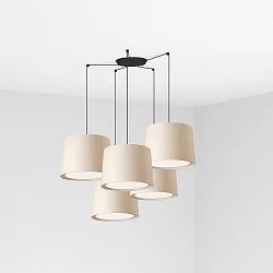 Pendel CONGA 5-flammer E27 IP20, beige, sort mat 